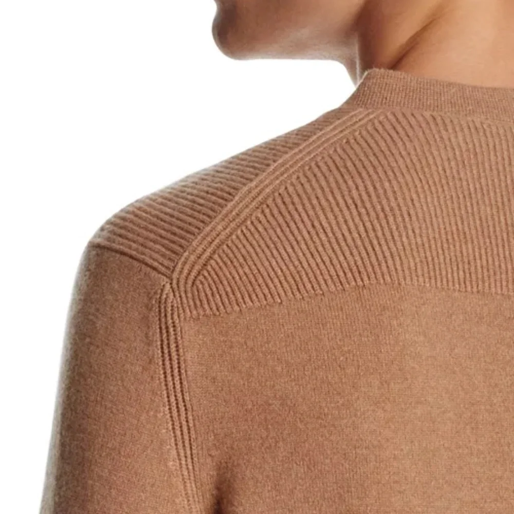 THEORY Mens Donners 100% Cashmere V-Neck Sweater in Camel Sz M Minimalist Luxury